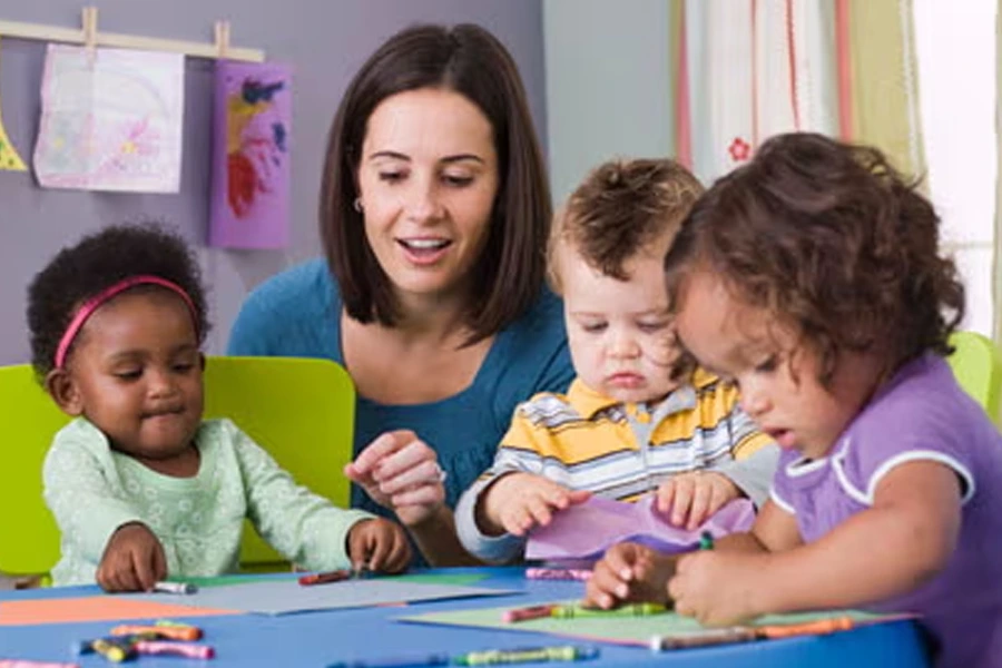 Daycare Teacher with Students